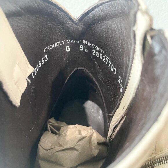 Lane PLAIN JANE Womens Cowboy Bootie 9.5 Pale Ivory Western Cowgirl Ankle Boot - Picture 10 of 12